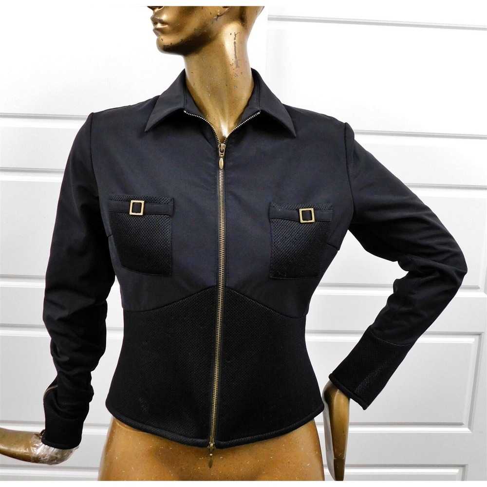 Anne Fontaine Maguy Cotton Blend Black Zip Jacket sz 3